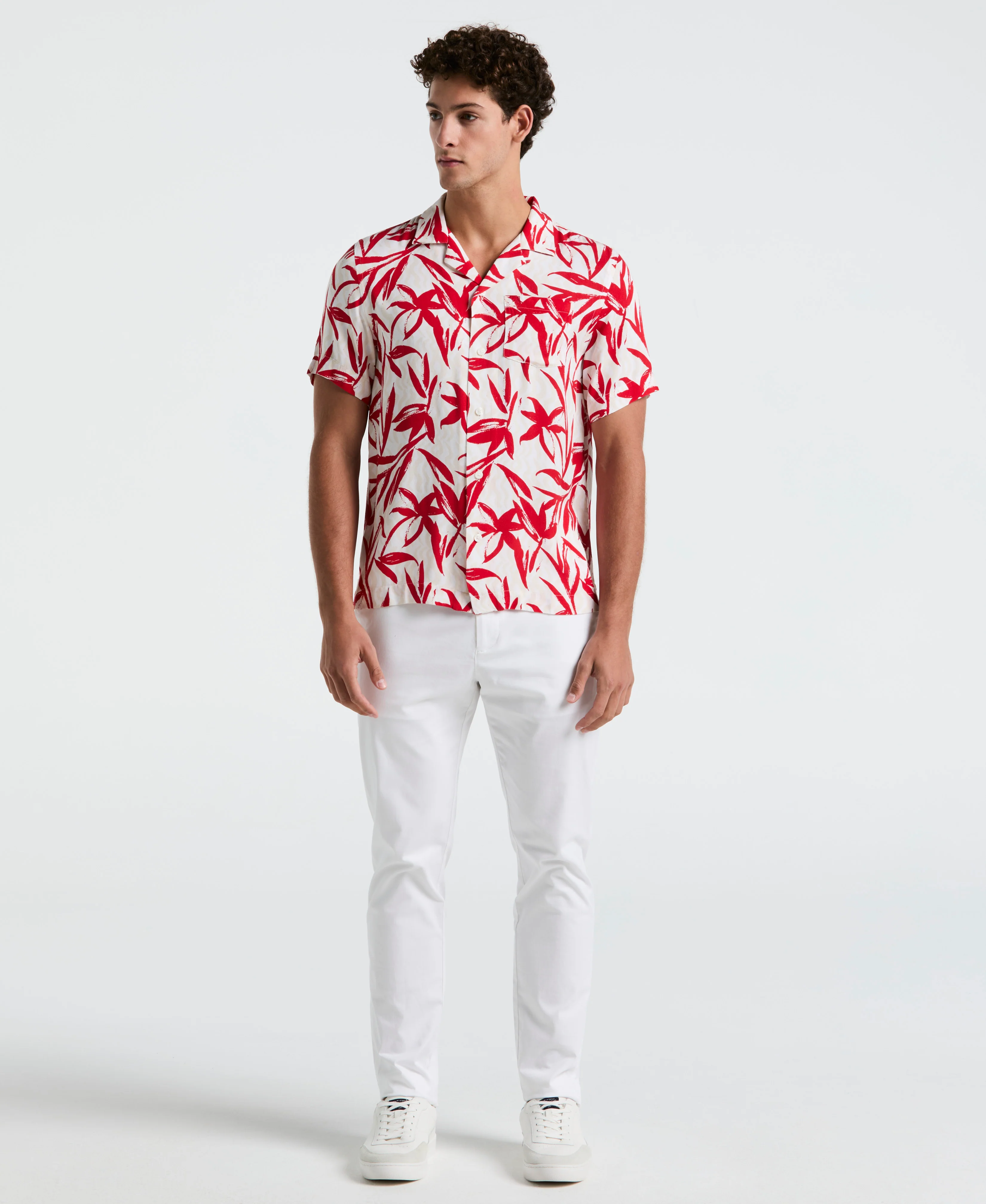 Wave Floral Print Camp Shirt - Image 7