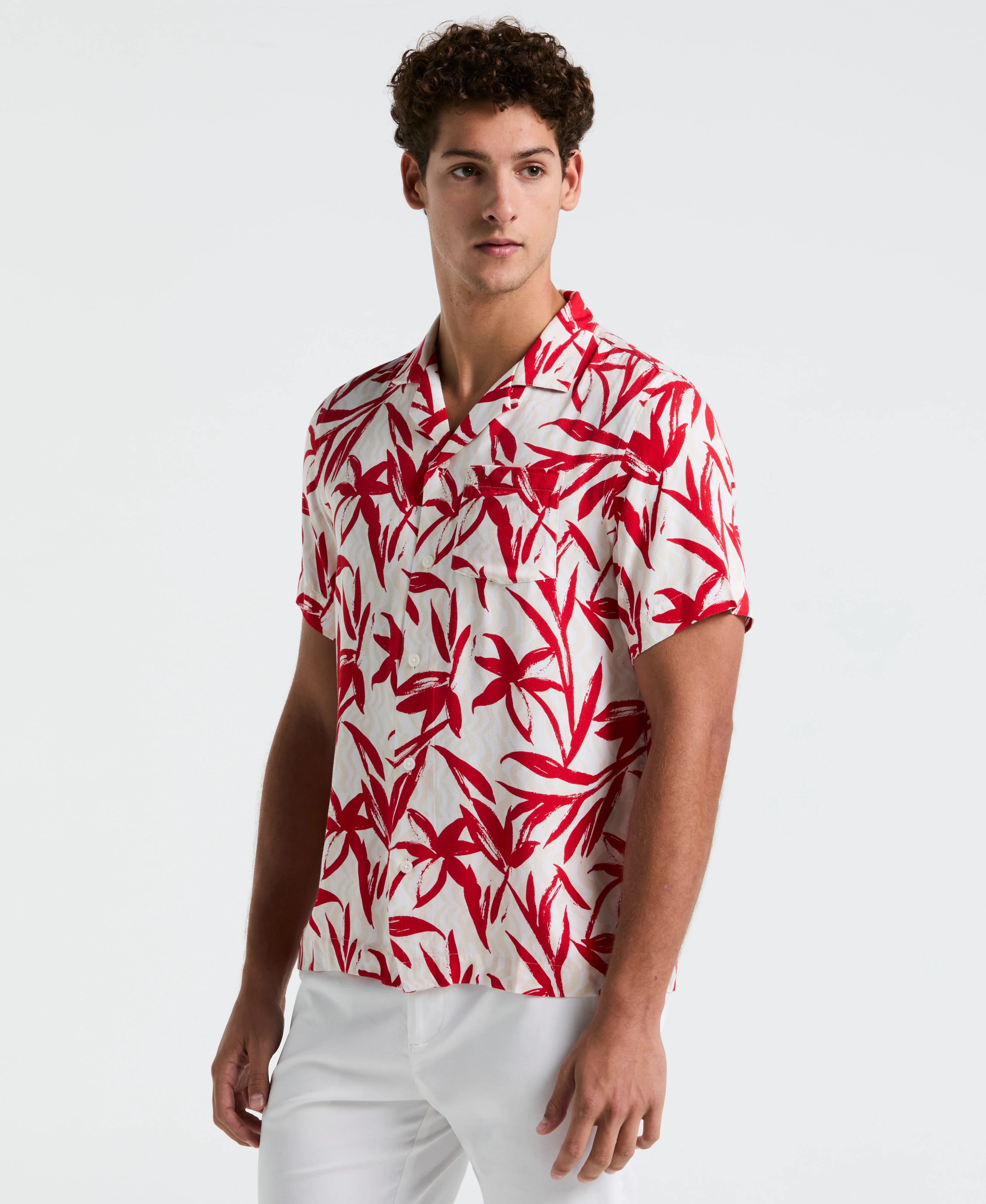 Wave Floral Print Camp Shirt - Image 8