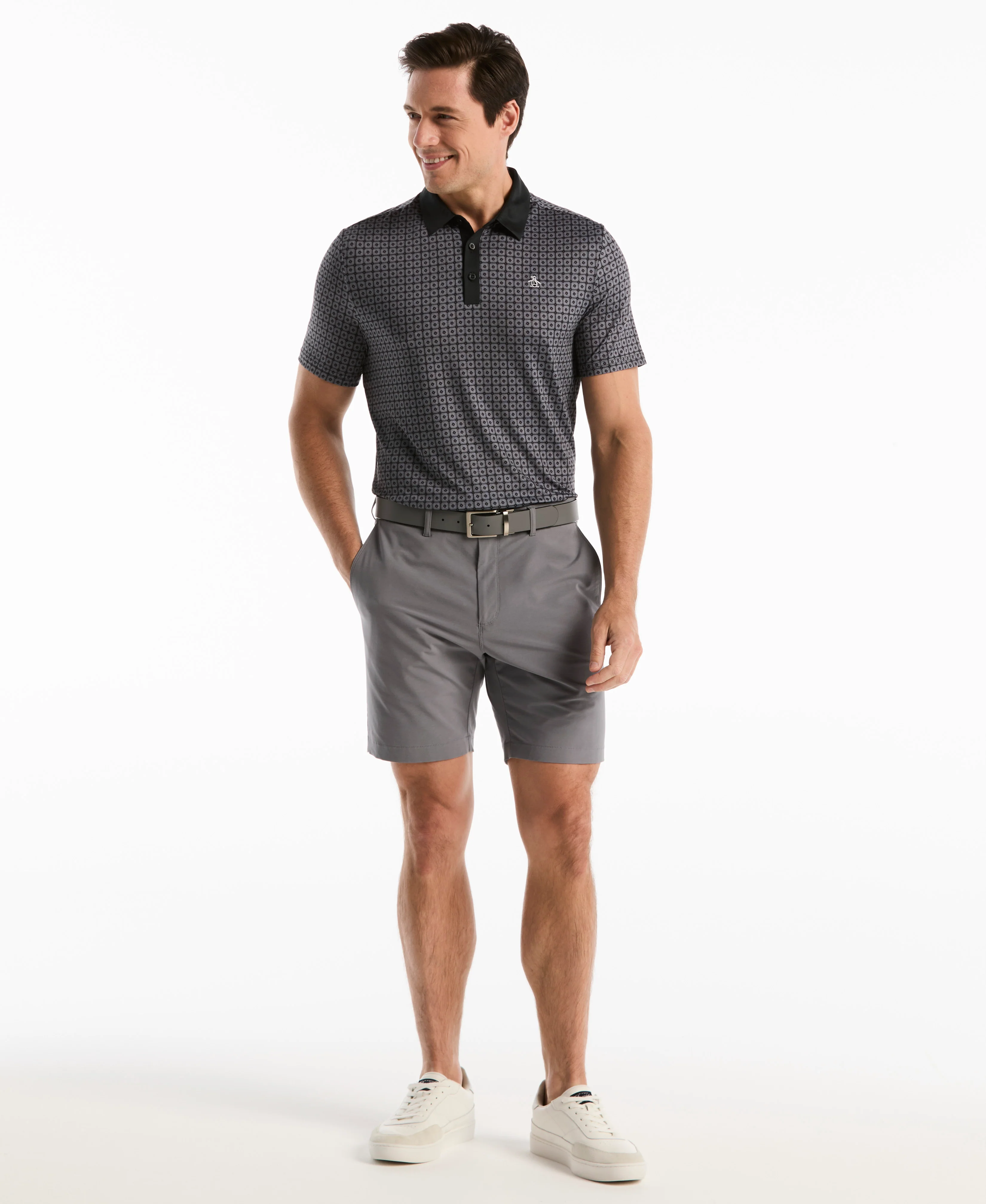 Windowpane Print Golf Polo - Image 10