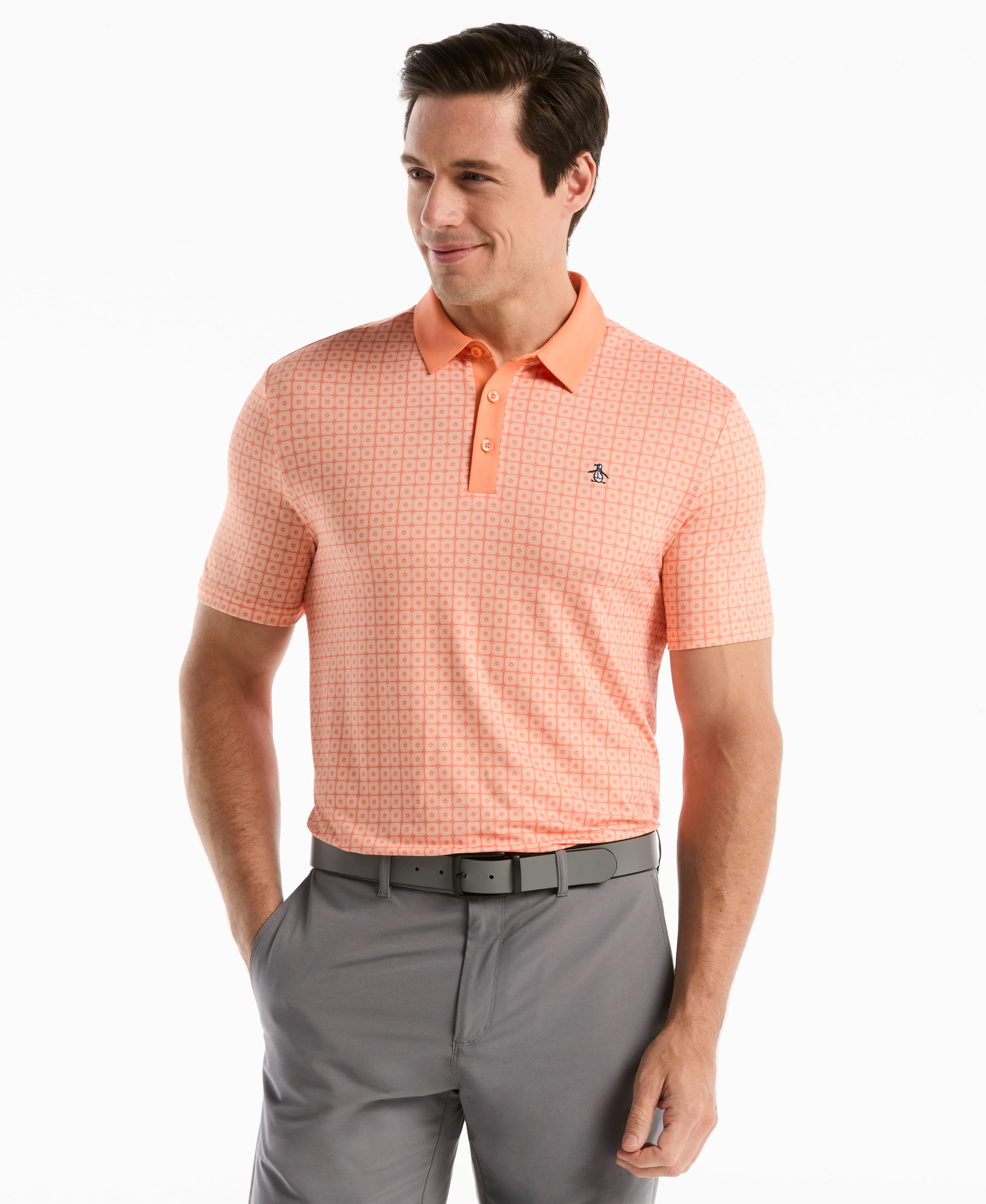 Windowpane Print Golf Polo - Image 3