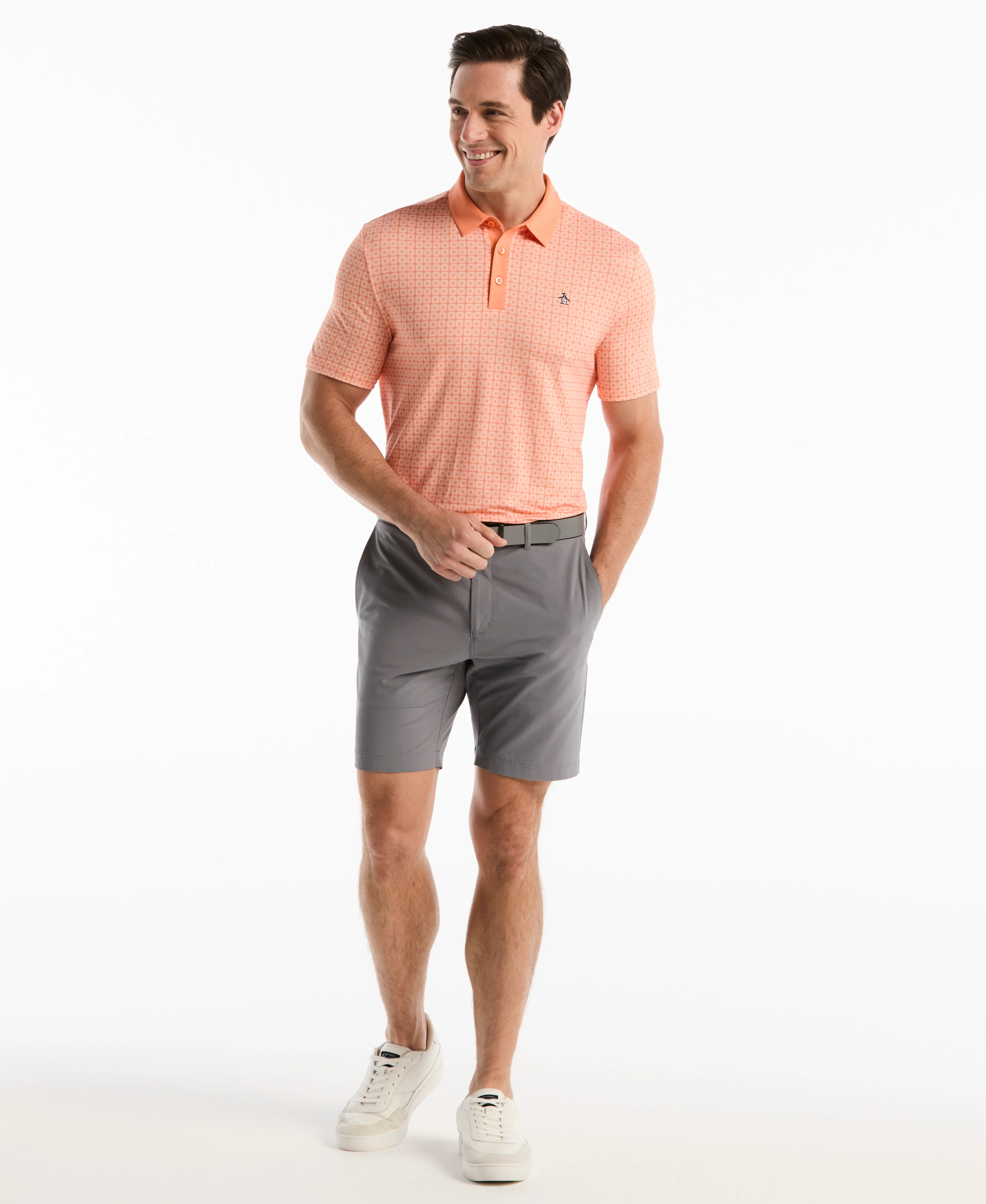 Windowpane Print Golf Polo - Image 6
