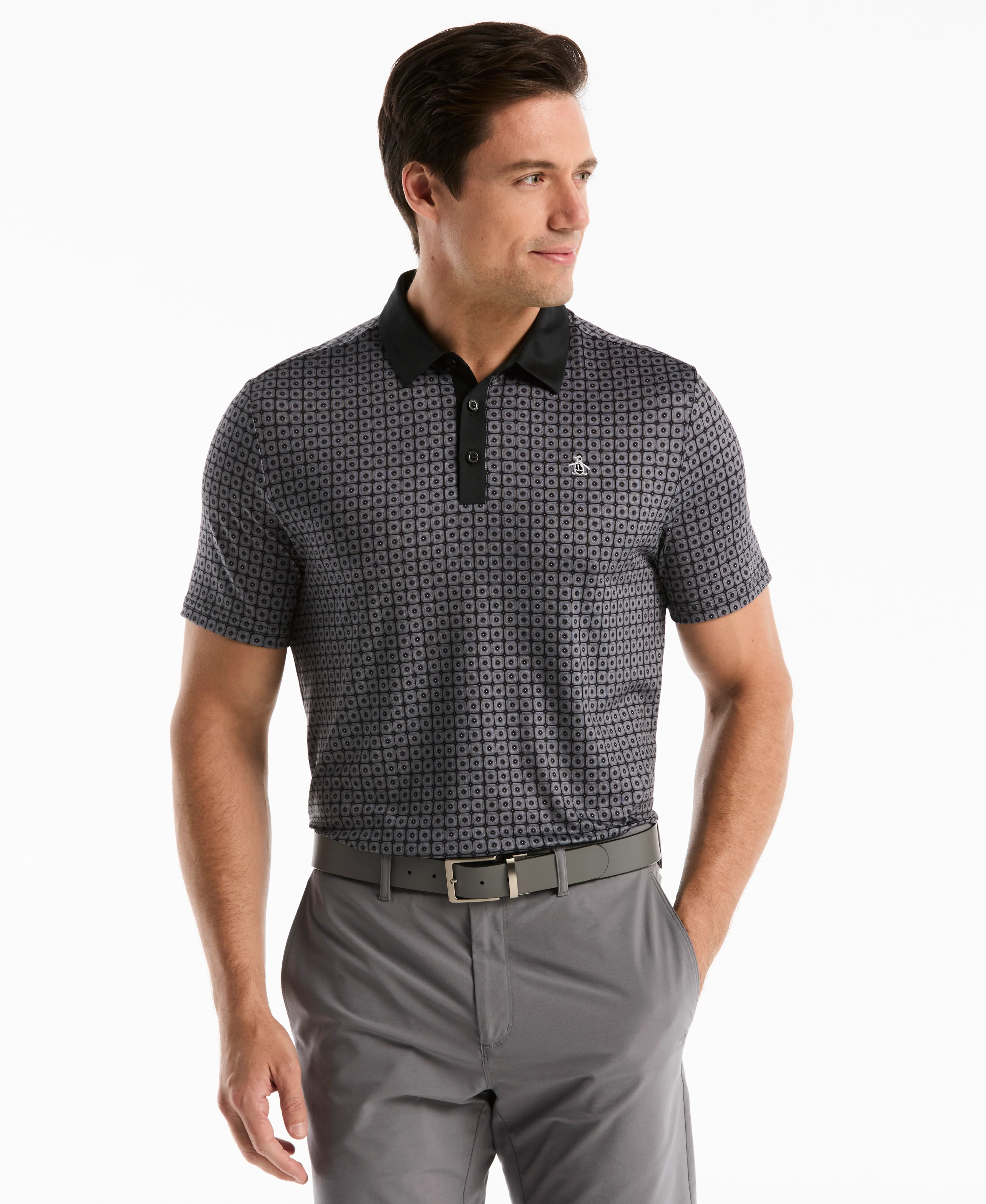 Windowpane Print Golf Polo - Image 7