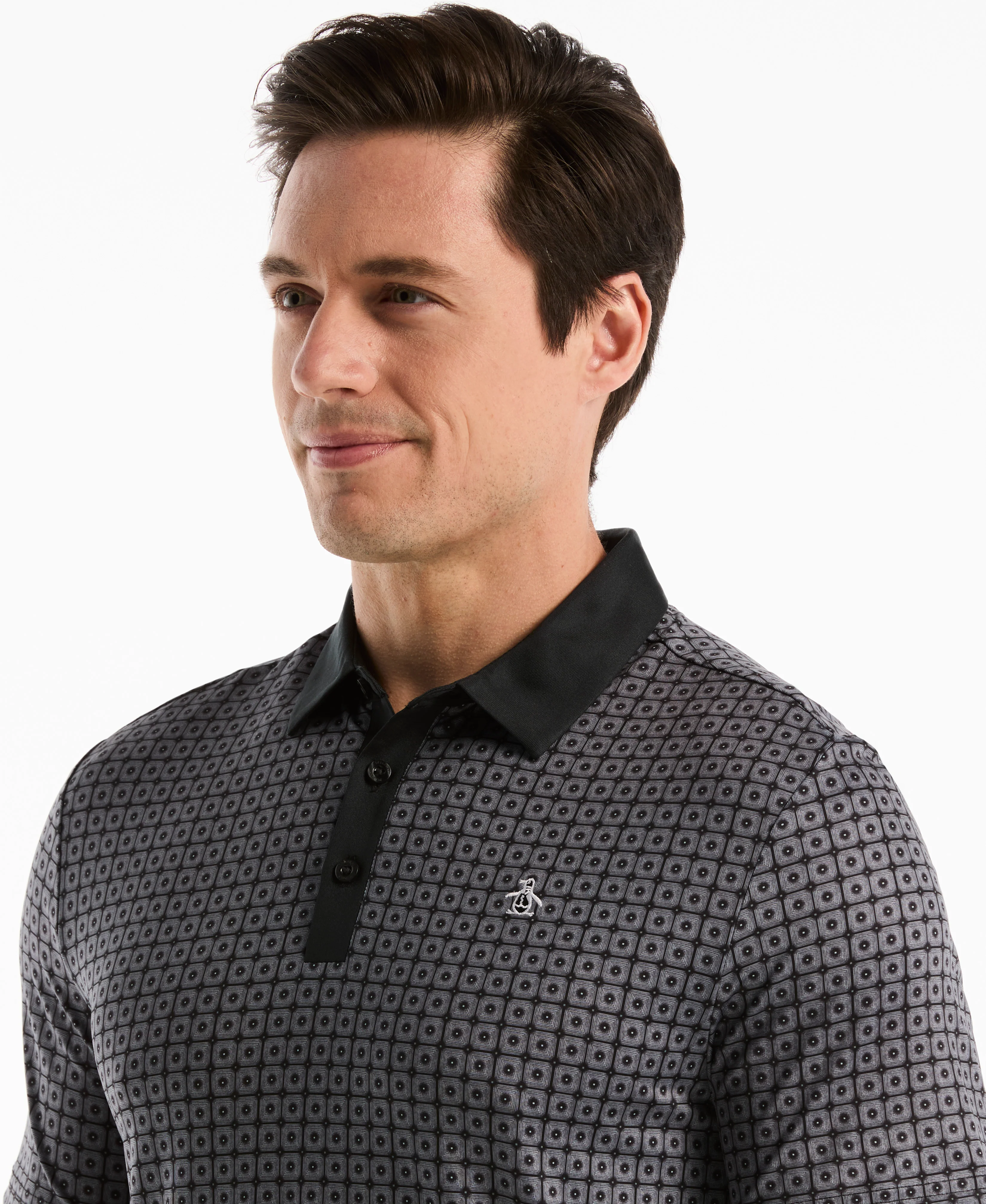 Windowpane Print Golf Polo - Image 9