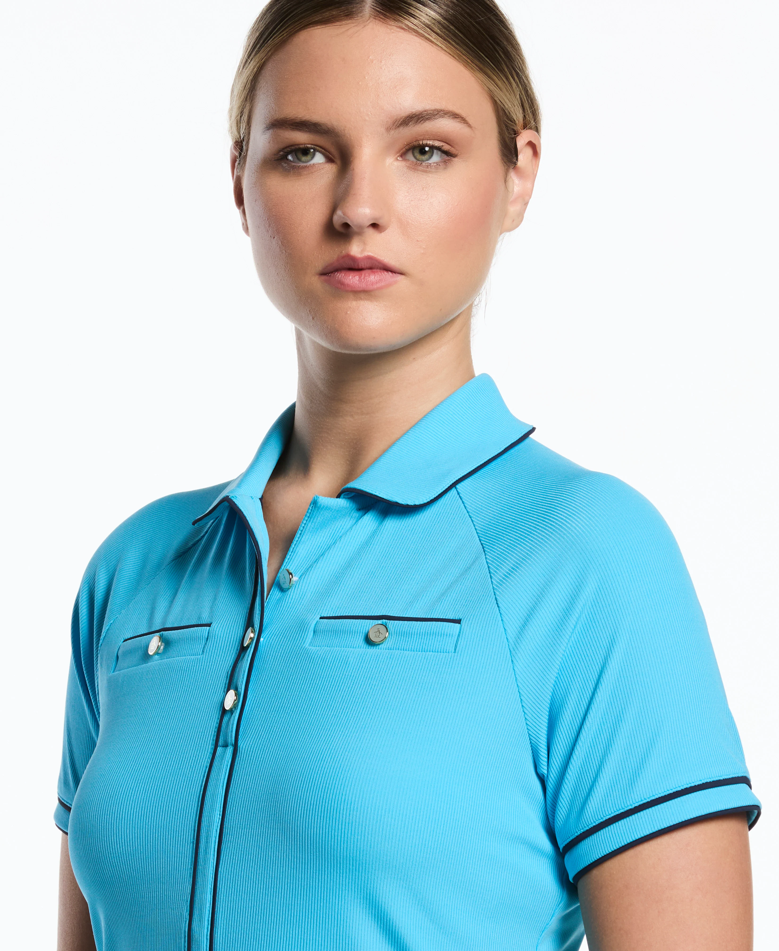 Women's Ribbed Tipped Golf Polo - Image 3